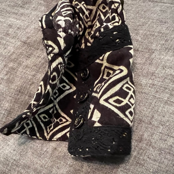 FREE PEOPLE black and beige pattern, boho style smock top, S - Picture 10 of 11